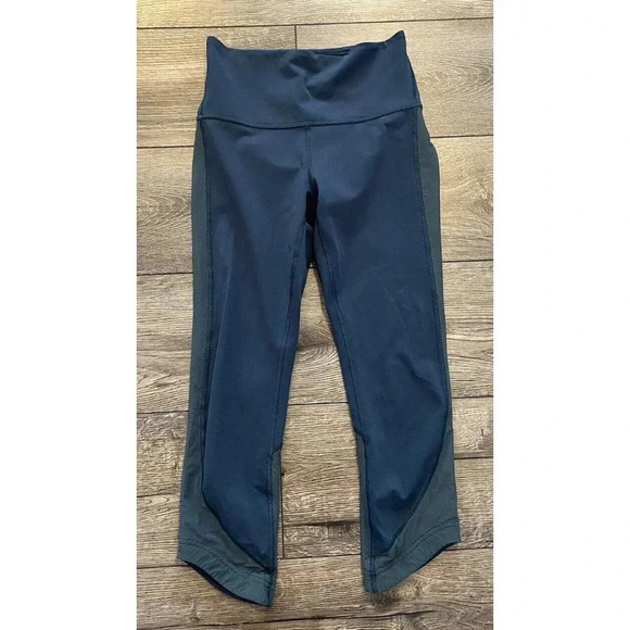Lululemon Ready Set Go Crop Leggings Dark Teal Size 4 - Picture 1 of 4